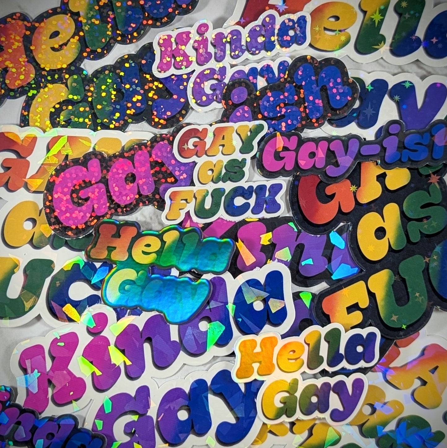 Hella Gay as Fuck, Kinda Gay-ish Pride Vinyl Stickers