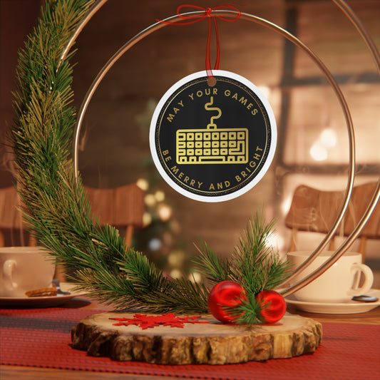 Gamer Christmas Ornament - Keyboard Design Holiday Decor - 'May Your Games Be Merry and Bright' Gaming Ornament for Christmas Tree