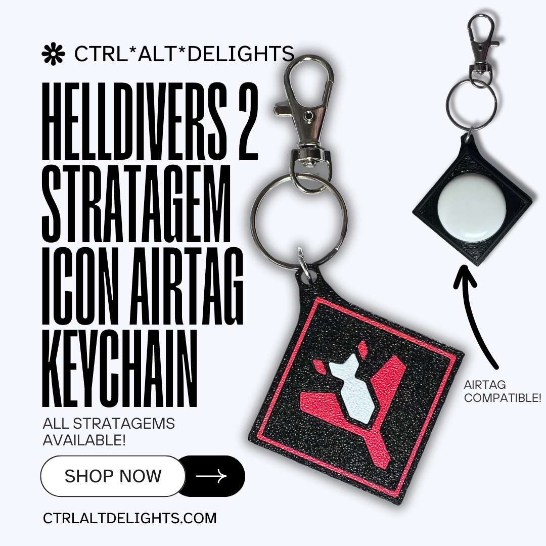 Custom Helldivers keychain featuring the unique stratagem icon, ideal for fans of the game. Made with durable material, perfect for adding to backpacks, keys, or gaming gear. A great gift for Helldivers fans. Featuring the 500kg bomb.