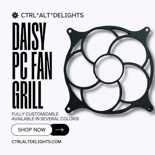 This minimalist flower-shaped custom PC fan grill enhances both the cooling efficiency and aesthetic of your gaming setup. Compatible with most standard PC fans, its a unique, functional piece for gamers.