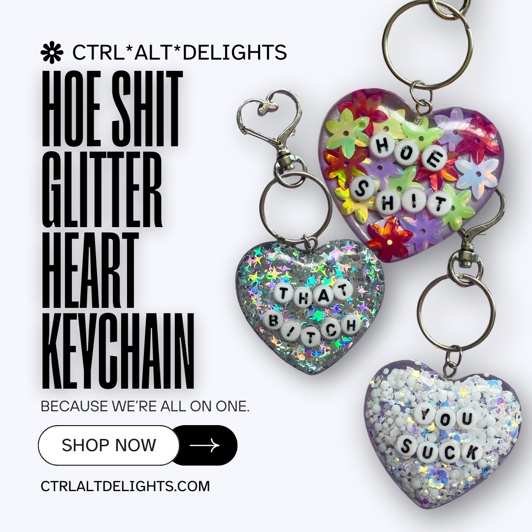 Customizable resin heart keychain with funny phrases. A fun, quirky gift for friends, this keychain can be personalized from a list of fun phrases. Perfect for adding personality to your keys or bags.