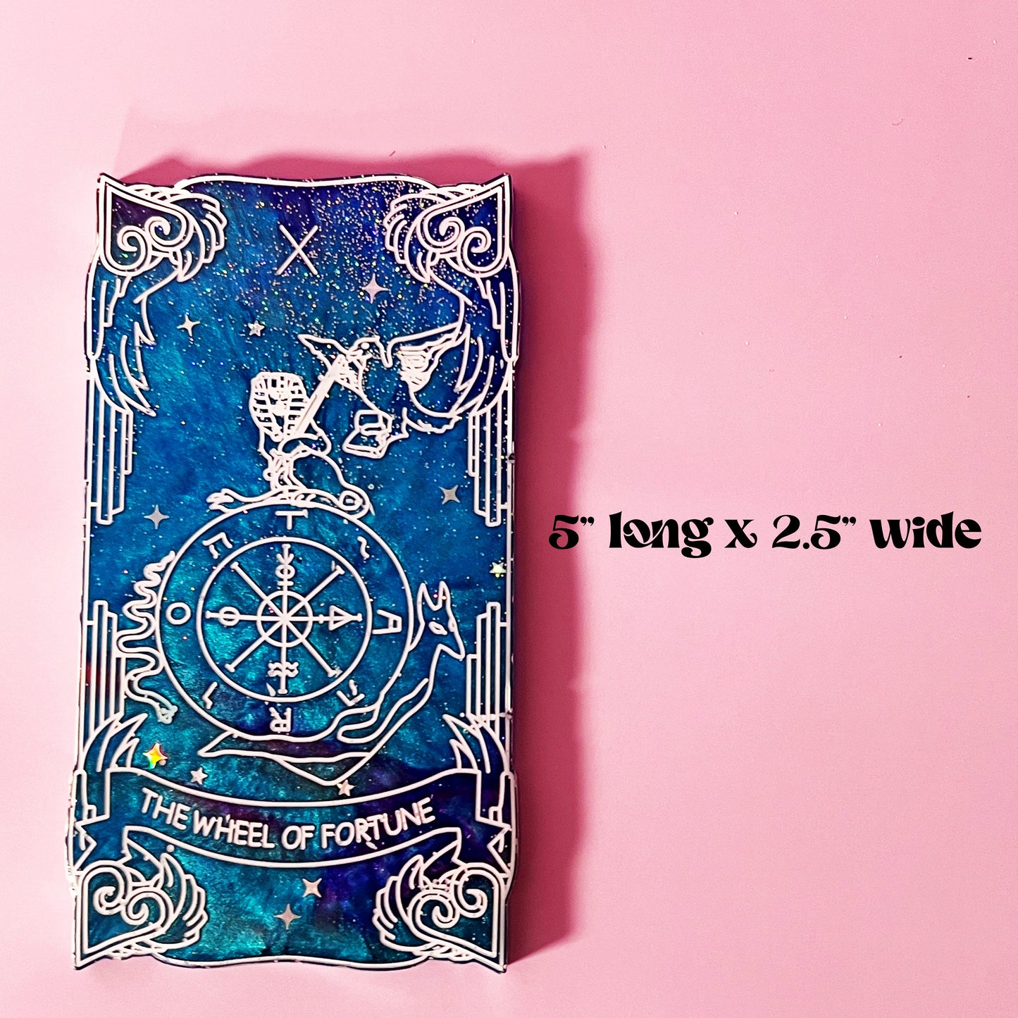 Handmade Major Arcana tarot cards featuring a galaxy theme with vibrant colors. Each card is crafted in resin, showcasing intricate designs perfect for tarot readings, spiritual use, or decorative display.